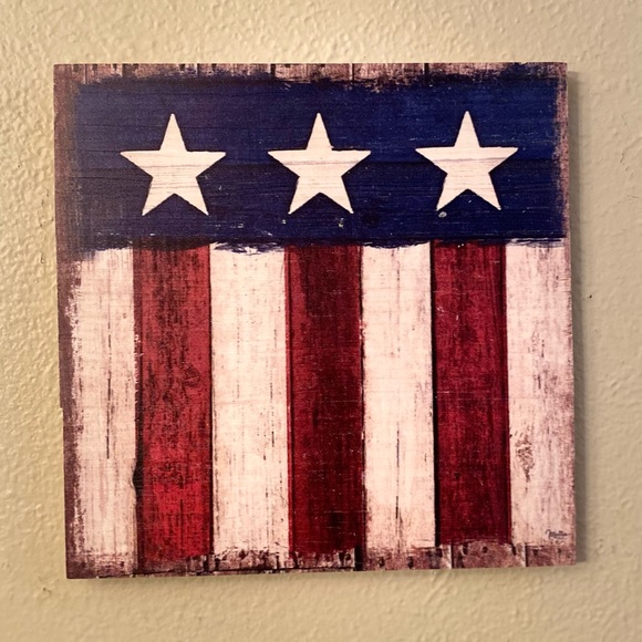 Home Of The Brave Wood Wall Sign & Vintage Style American Flag Wood Wall Sign - Picture 12 of 16